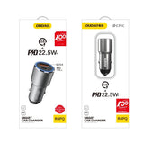 Dudao USB / USB Car Charger Type C Power Delivery Hurtig opladning 22,5 W Grå (R4PQ)