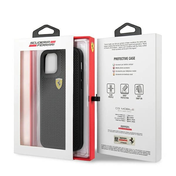 Ferrari FESPEHCP12MBK iPhone 12/12 Pro 6.1" sort/sort hardcase På sporet Perforeret