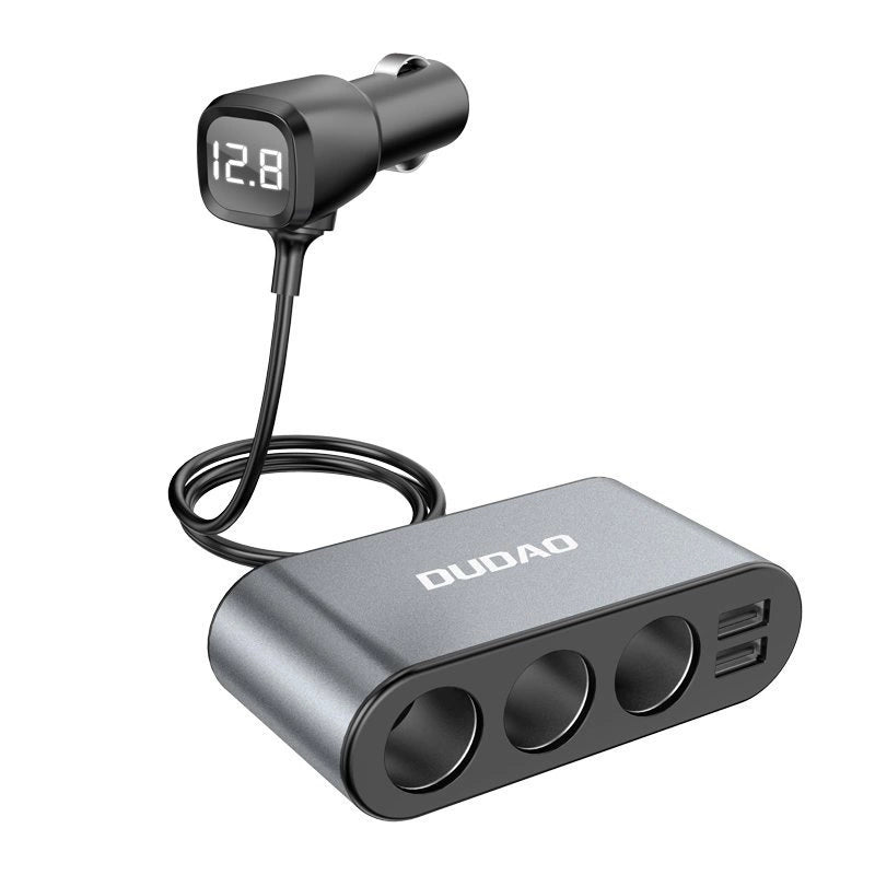 Dudao bil oplader 2x USB / 3x cigarett lighter splitter sort (R1Pro sort)