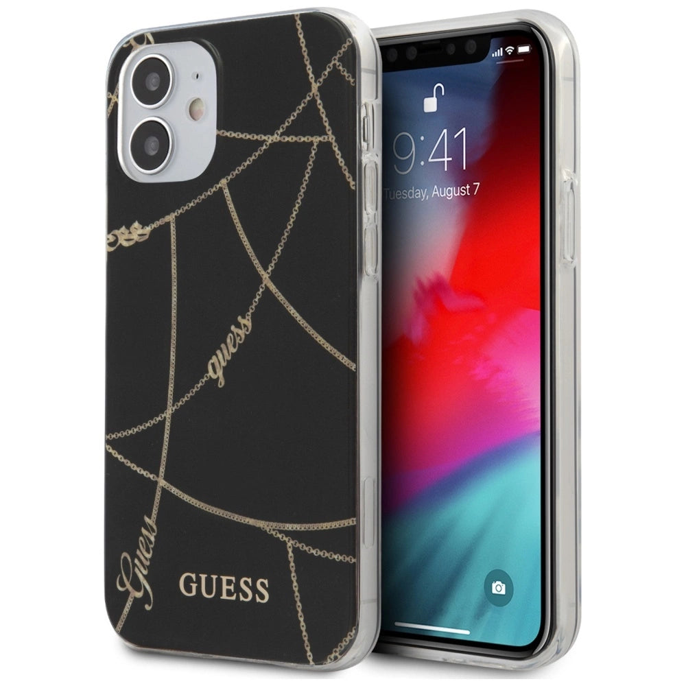 Guess GUHCP12SPCUCHBK iPhone 12 mini 5.4" sort/sort hardcase Gold Chain Collection