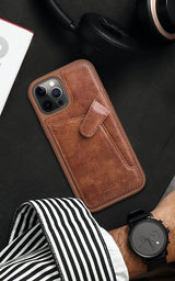 Nillkin Aoge læderfoder Fleksibel pansret ægte læderfoder med lomme til iPhone 12 Mini sort