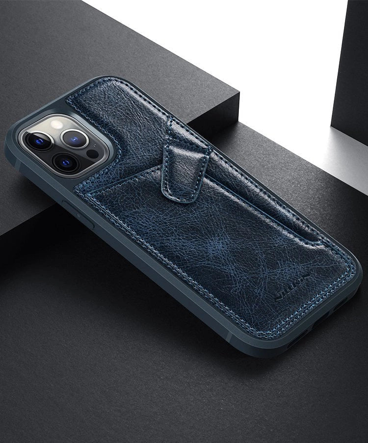 Nillkin Aoge læderfoder Fleksibel pansret ægte læderfoder med lomme til iPhone 12 Mini sort