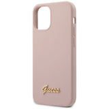 Guess GUHCP12SLSLMGLP iPhone 12 mini 5.4" lyserød/lyserød hardcase Silicone Script Gold Logo