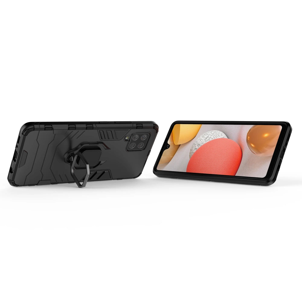 Ring Armor Case Kickstand Tough Rugged Cover til Samsung Galaxy A42 5G sort