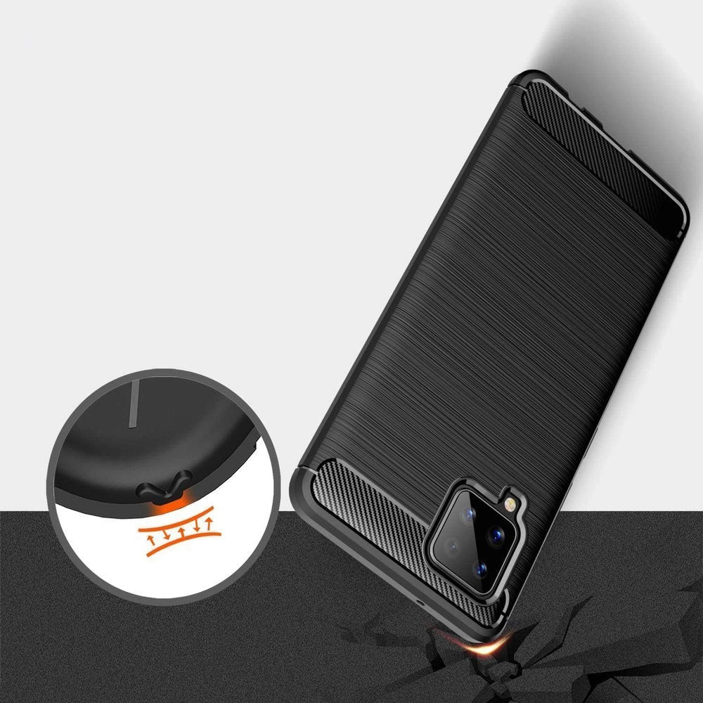 Carbon Case Flexible Cover TPU Case til Samsung Galaxy A42 5G sort