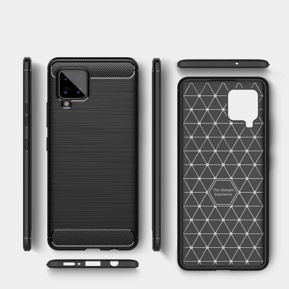 Carbon Case Flexible Cover TPU Case til Samsung Galaxy A42 5G sort
