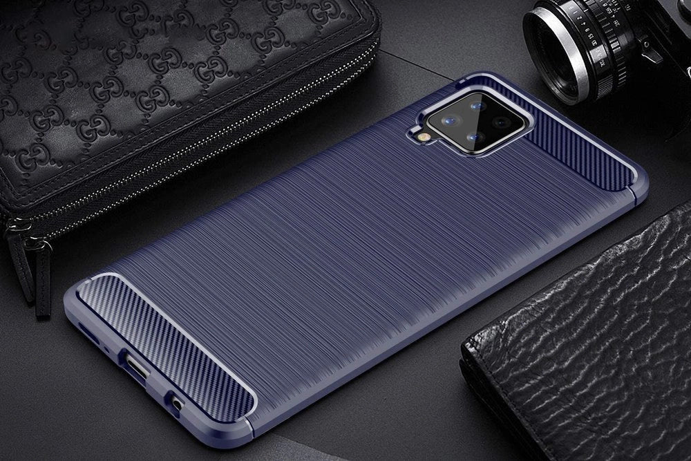 Carbon Case Flexible Cover TPU Case til Samsung Galaxy A42 5G sort