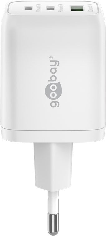 Goobay Multiport GaN Adapter 65Watt 2xUSB-C + 1xUSB-A Hvid