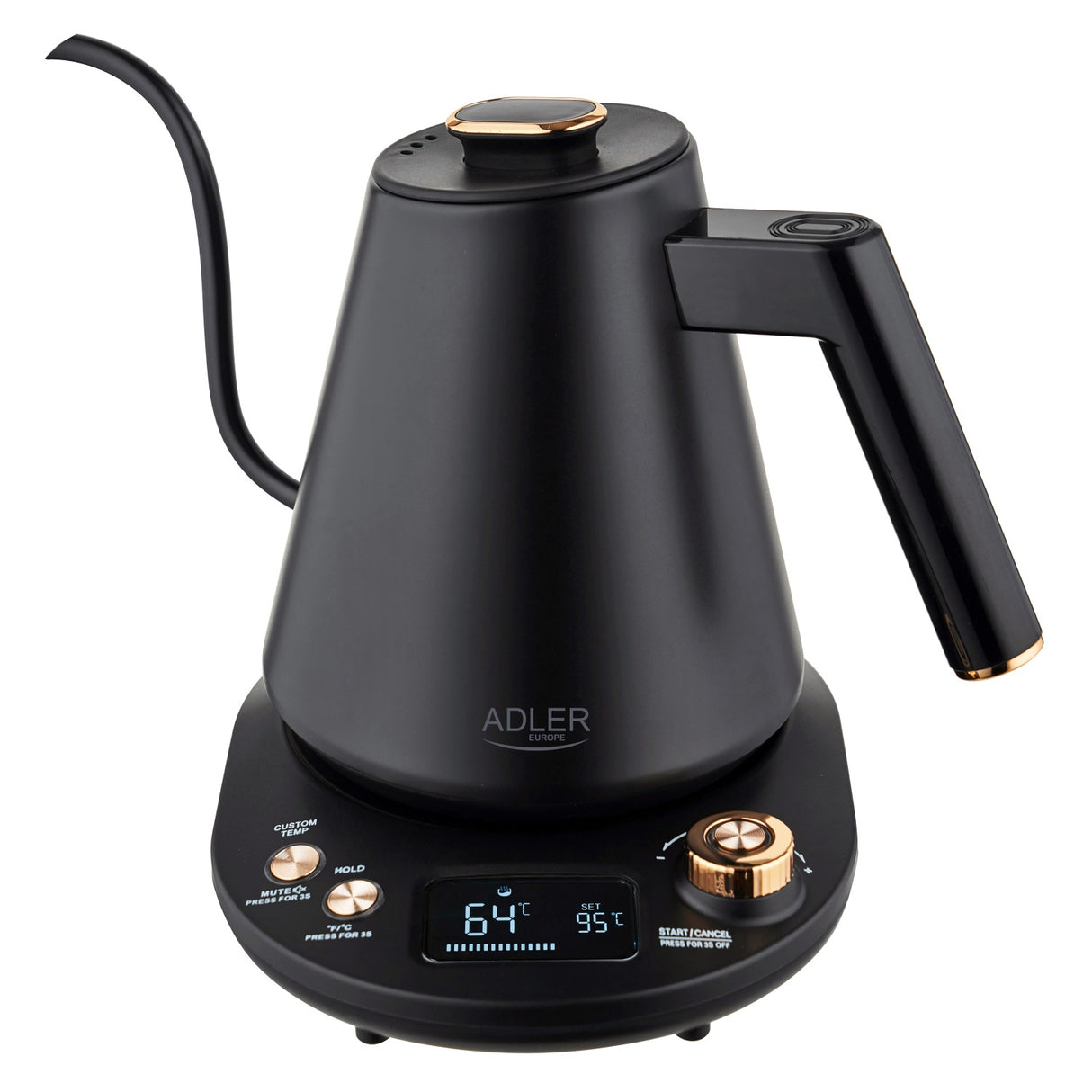 Adler AD 1349 elkedel 1 L 1100 W Sort, Guld