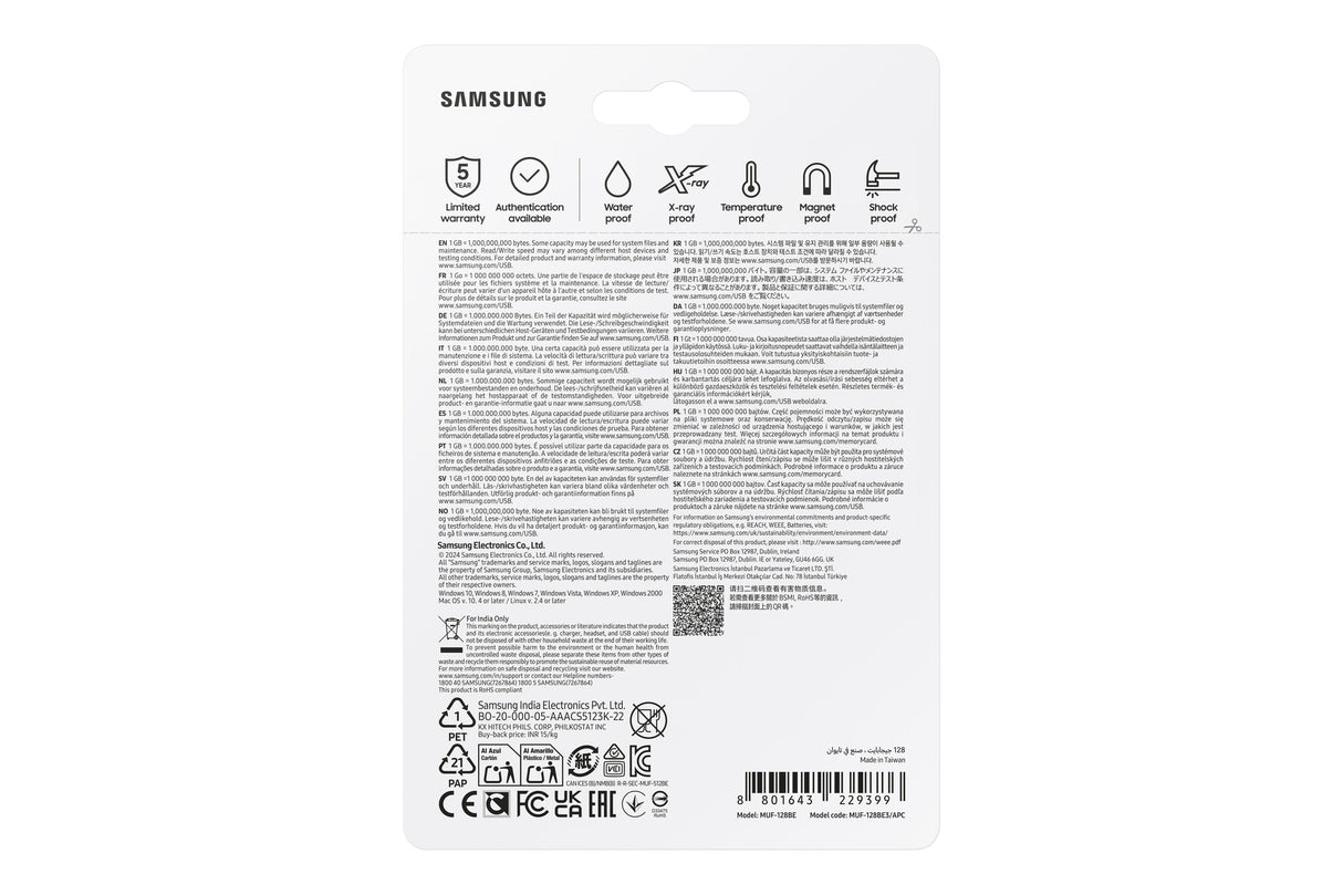 Samsung MUF-128BE USB-nøgle 128 GB USB Type-A 3.2 Gen 1 (3.1 Gen 1) Sølv