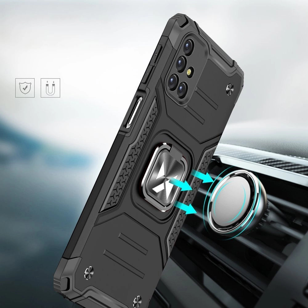 Wozinsky Ring Armor Case Kickstand Tough Rugged Cover til Samsung Galaxy M31s sølv
