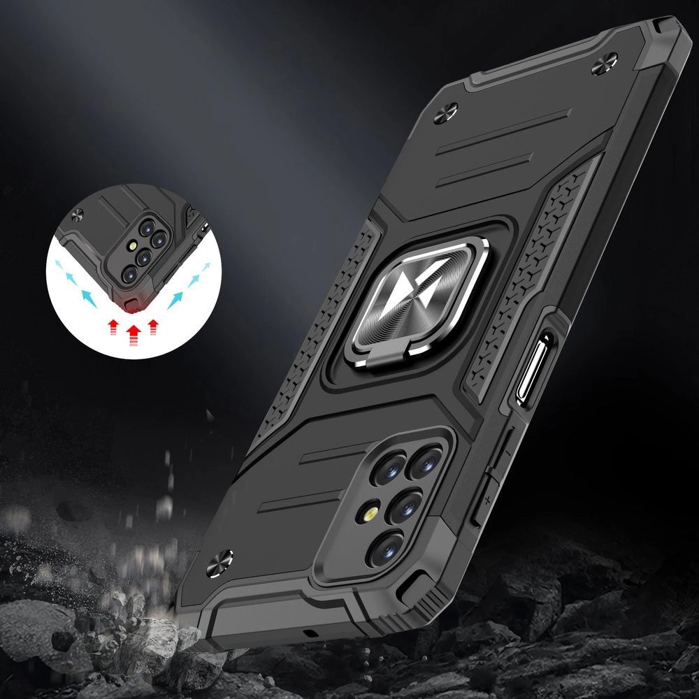 Wozinsky Ring Armor Case Kickstand Tough Rugged Cover til Samsung Galaxy M31s sølv