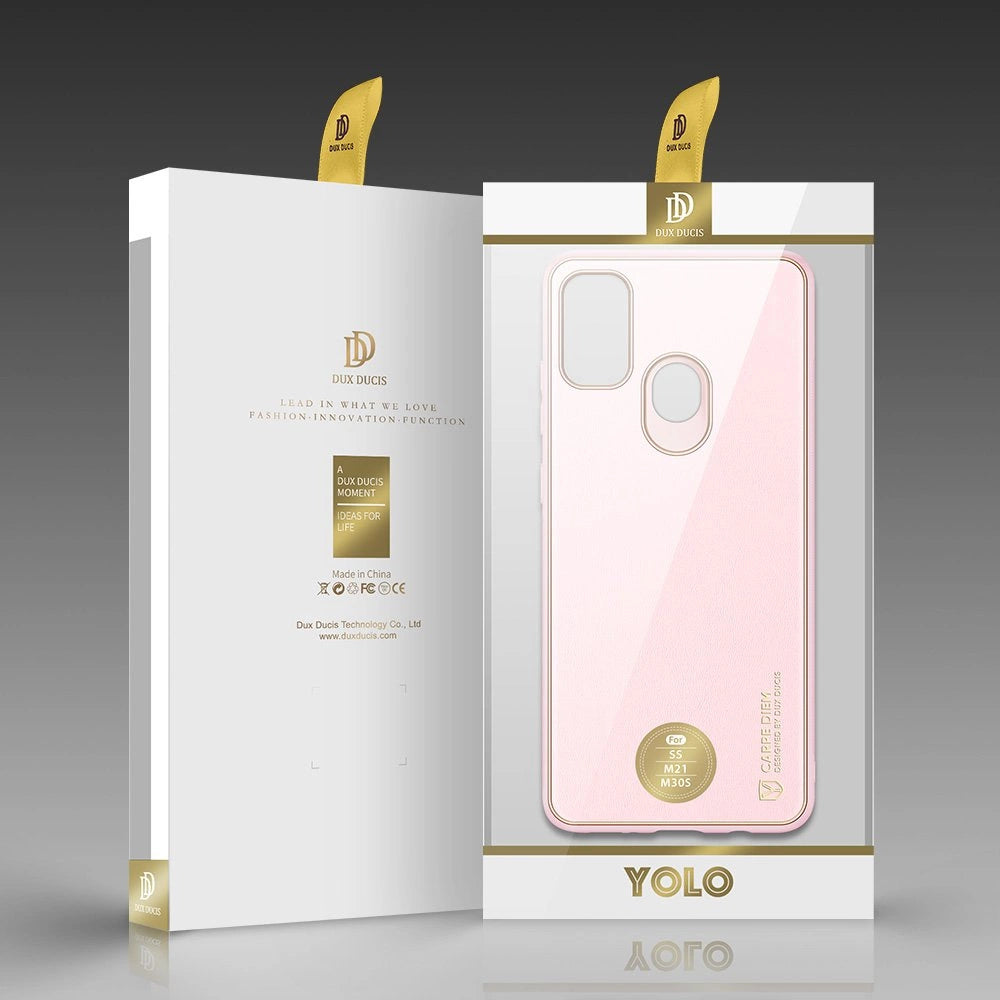 Dux Ducis Yolo elegant kuffert lavet af blødt TPU og PU læder til Samsung Galaxy M30s pink