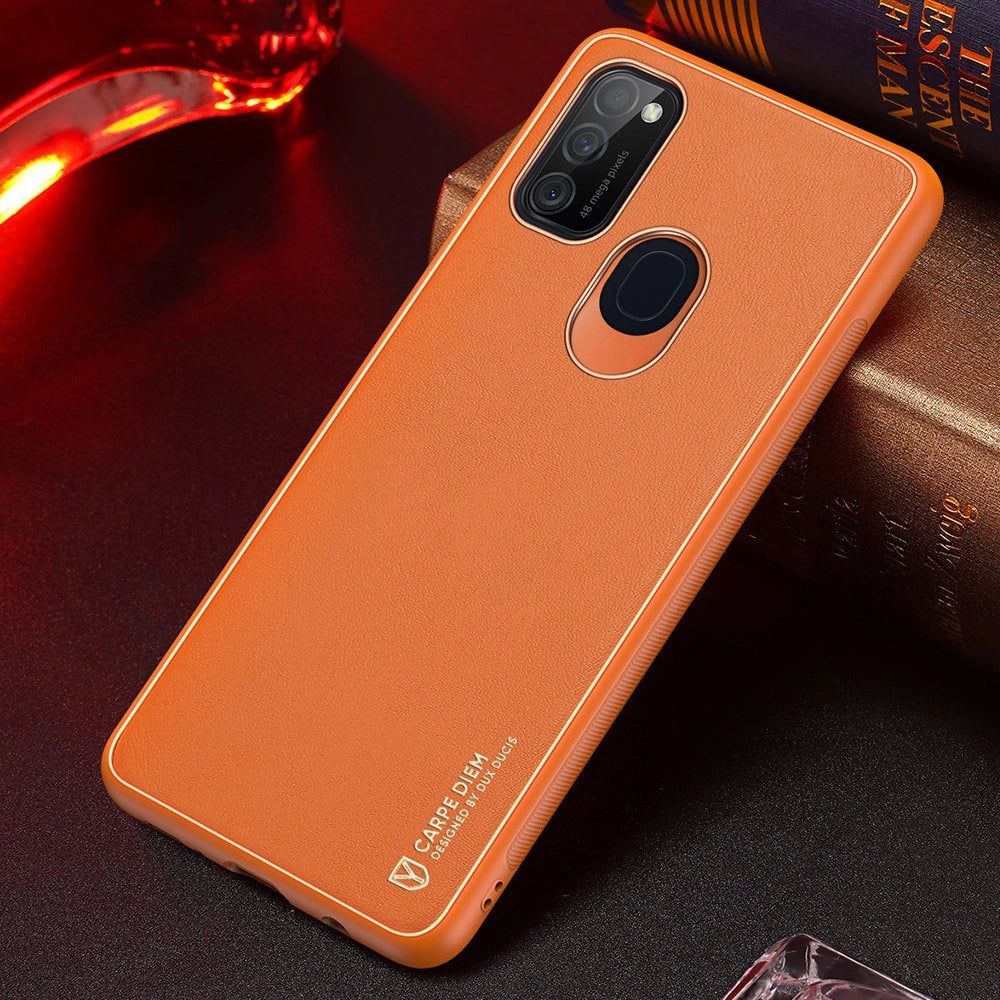 Dux Ducis Yolo elegant kuffert lavet af blødt TPU og PU læder til Samsung Galaxy M30s orange