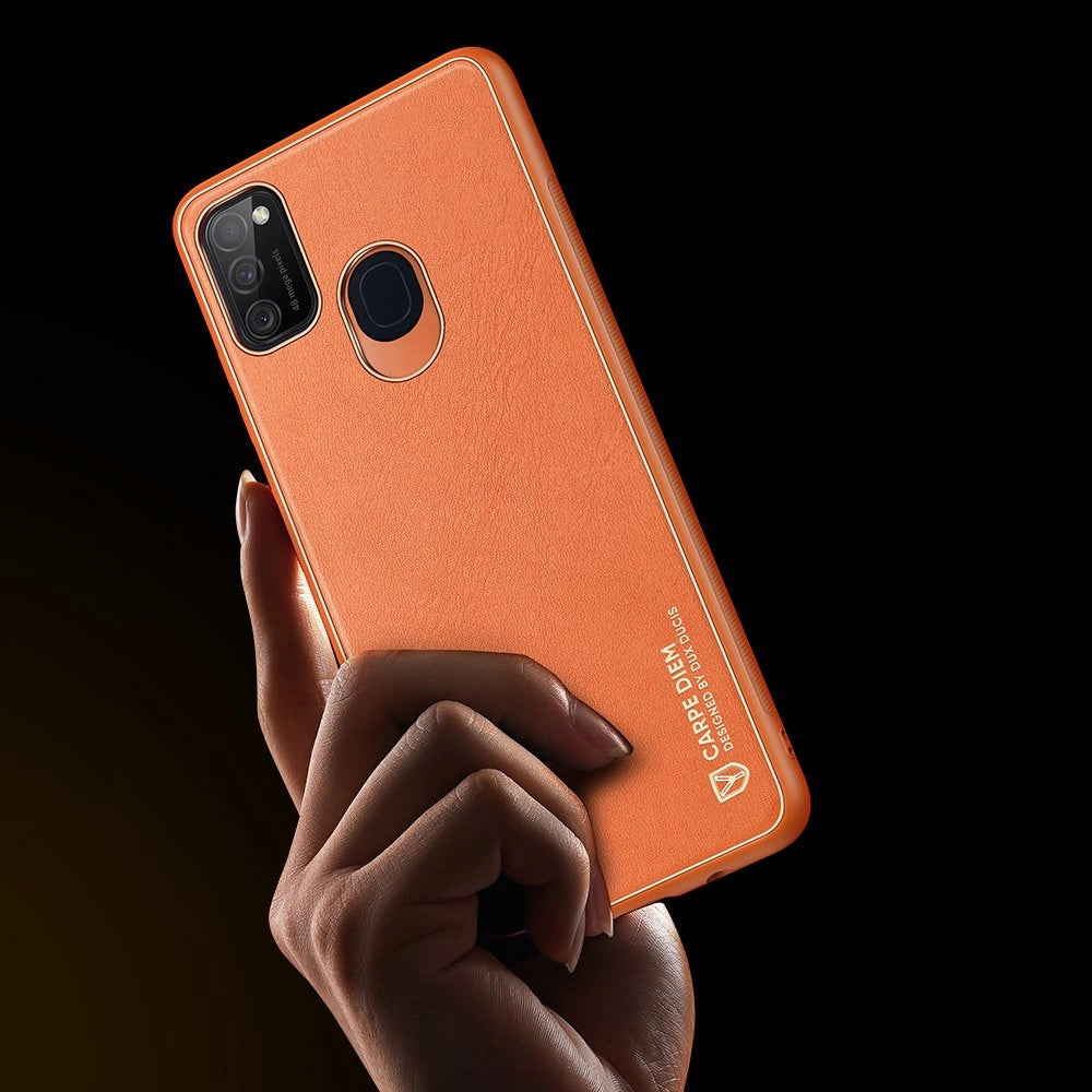 Dux Ducis Yolo elegant kuffert lavet af blødt TPU og PU læder til Samsung Galaxy M30s orange