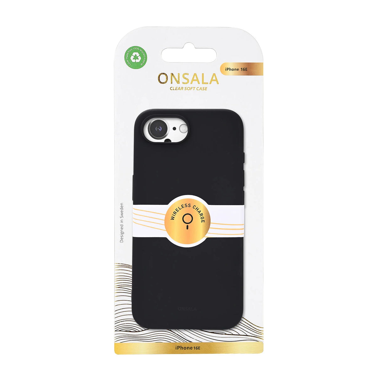 Onsala Mobilcover iPhone 16e Silikoneffekt Genanvendt Sort