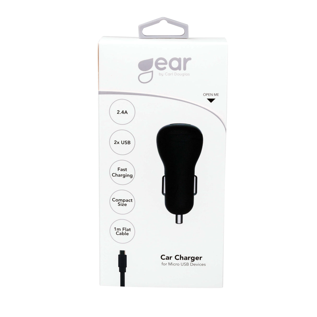 Gear Lader 12/24 V 2x Usb 2,4 A + Micro Usb Kabel 1.0m Sort