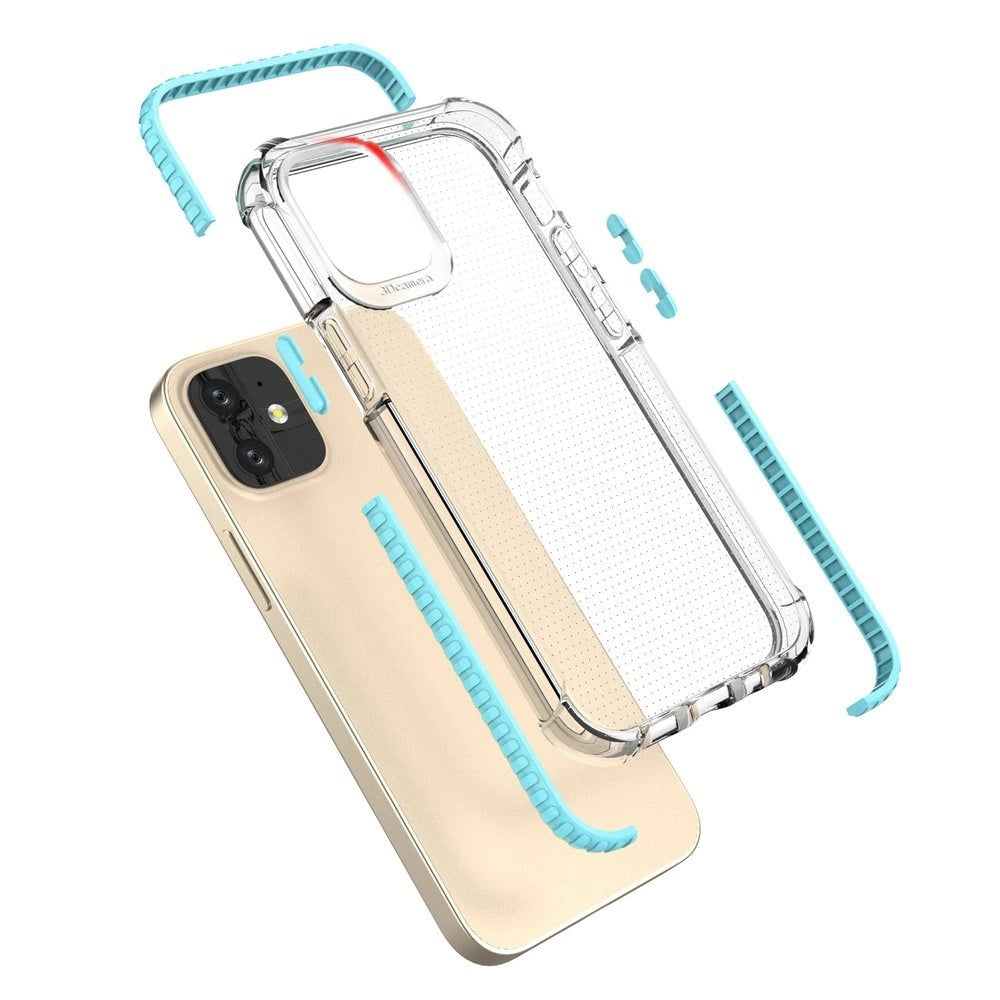 Spring Armor klar TPU gel robust beskyttende dække med farverige ramme til iPhone 12 mini blå