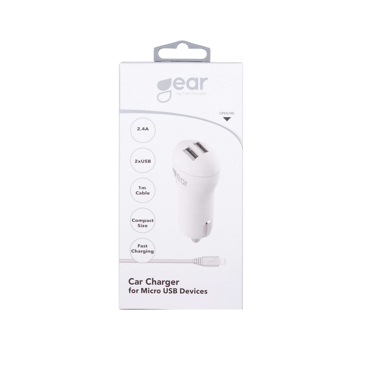 Gear Lader 12/24 V 2x Usb 2,4 A + Micro Usb Rund Kabel 1.0m Hvid