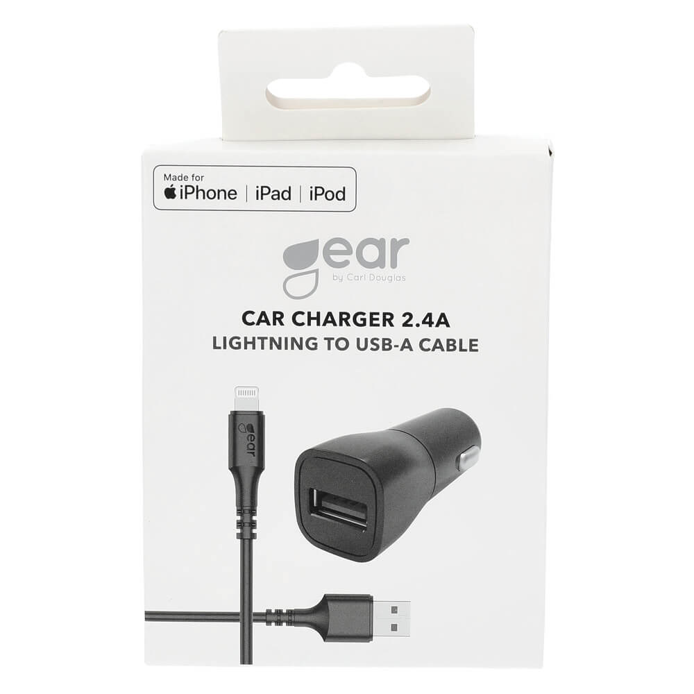 Gear Lader 12 24 V 1x Usb A 2,4 A Sort Lightning Kabel 1m Mfi C89
