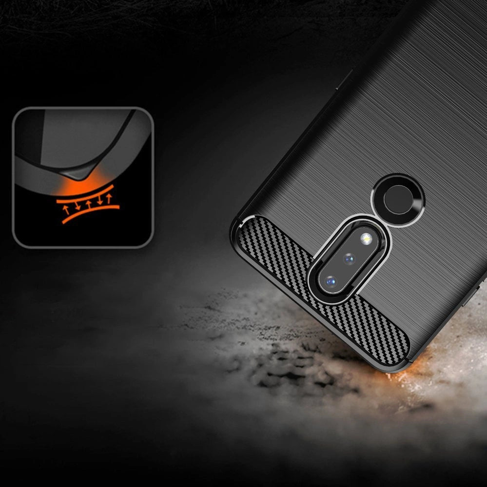 Carbon Case Flexible Cover TPU Case til Nokia 2.4 sort
