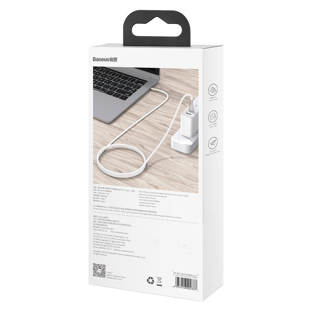 Baseus Cafule Series Metal Data USB-C / USB-C PD QC SCP 100W 5A 2 m kabel - sort