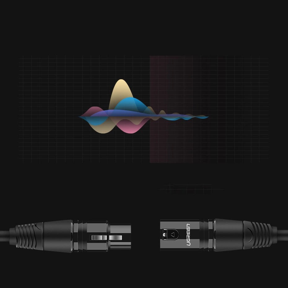 Ugreen AV130 66719 audio XLR (kvindelig) - XLR (mandlig) kabel til mikrofon / forstærker 5m - sort