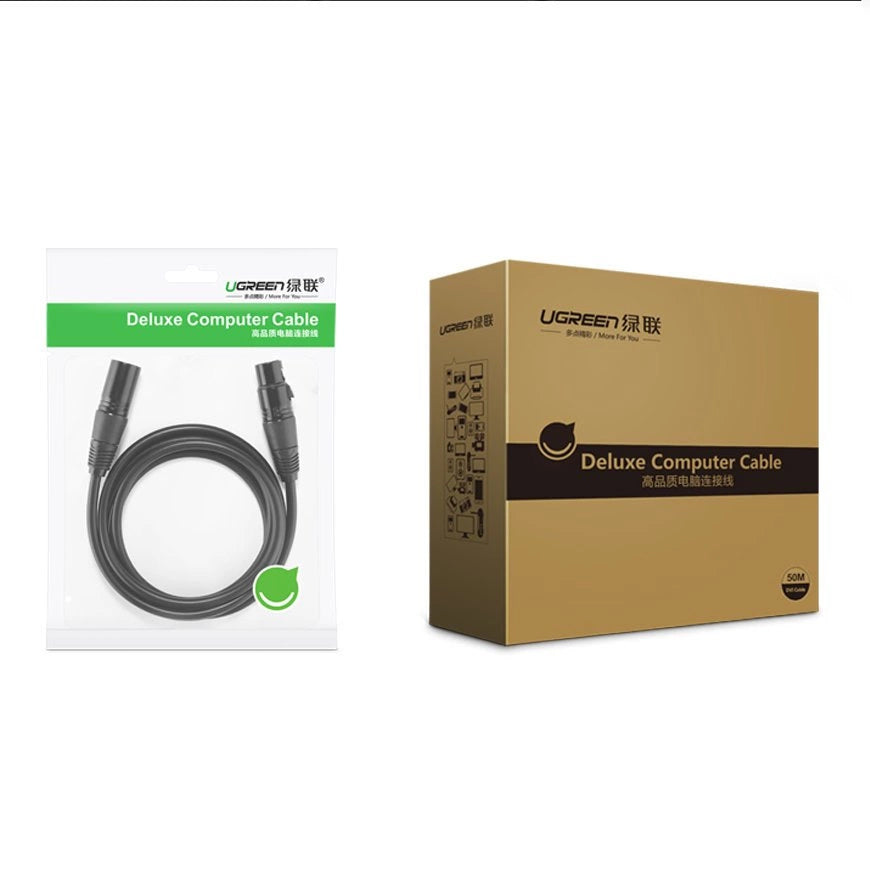 Ugreen AV130 66719 audio XLR (kvindelig) - XLR (mandlig) kabel til mikrofon / forstærker 5m - sort