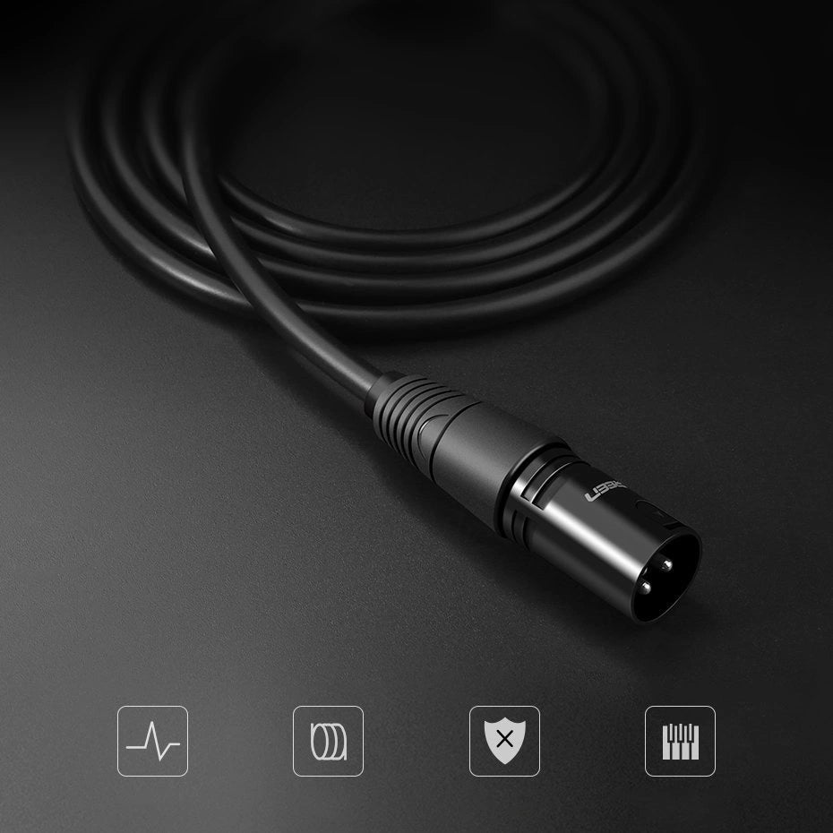 Ugreen AV130 66719 audio XLR (kvindelig) - XLR (mandlig) kabel til mikrofon / forstærker 5m - sort