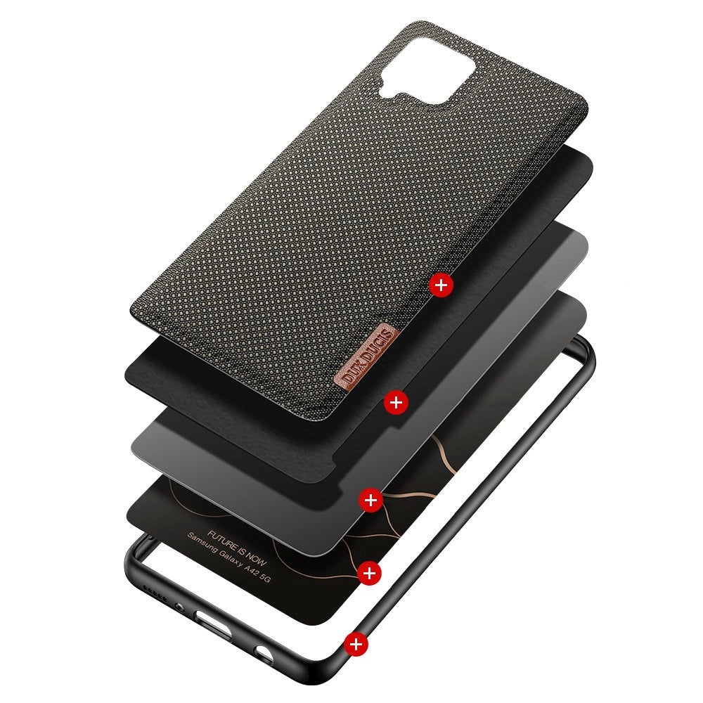 Dux Ducis Fino-foder dækket med nylonmateriale til Samsung Galaxy A42 5G grøn