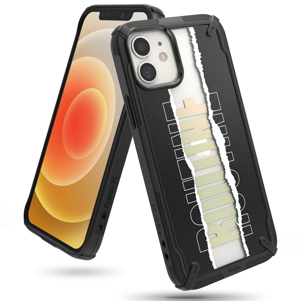 Ringke Fusion X Design holdbar PC-foder med TPU-støjfanger til iPhone 12 mini sort (Routine) (XDAP0020)