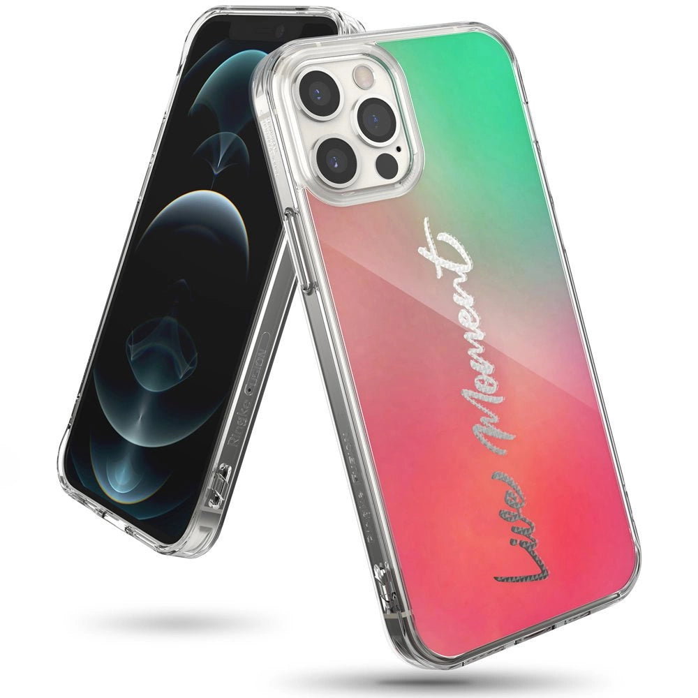 Ringke Fusion Design PC Case med TPU Bumper til iPhone 12 Pro Max lyserød-grøn (GNAP0028)