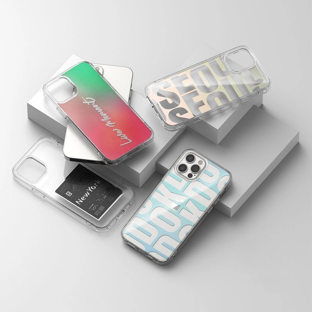 Ringke Fusion Design PC Case med TPU Bumper til iPhone 12 Pro Max lyserød-grøn (GNAP0028)