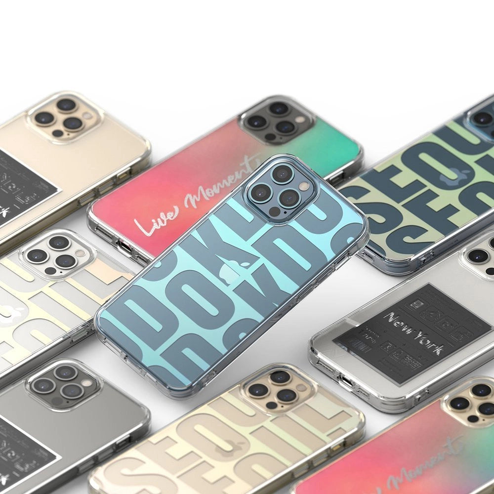 Ringke Fusion Design PC Case med TPU Bumper til iPhone 12 Pro Max lyserød-grøn (GNAP0028)