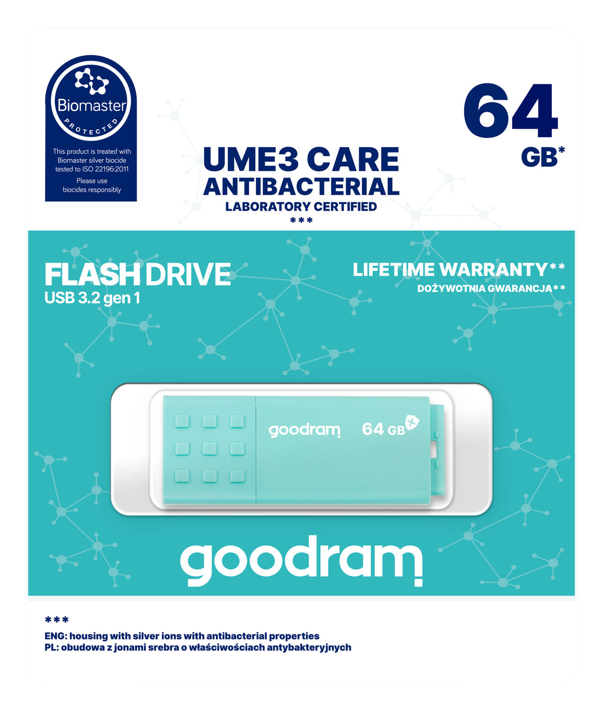 Goodram UME3 USB-nøgle 64 GB USB Type-A 3.2 Gen 1 (3.1 Gen 1) Turkis