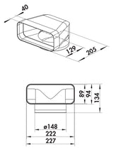 Thermex 825.60.3002.9 bøjning 222 x 89 - ø150mm