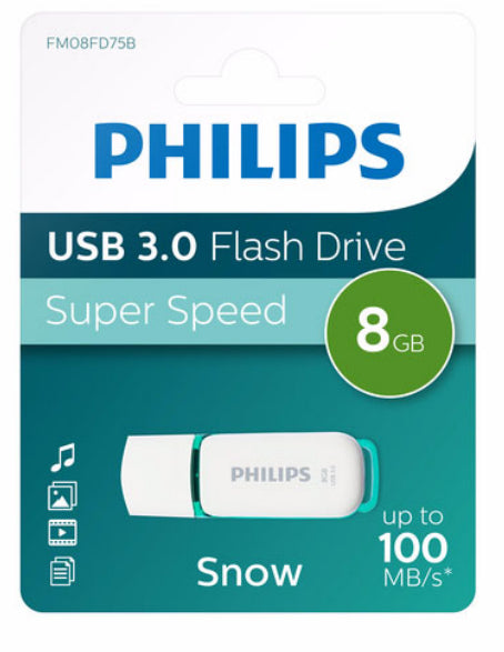 Philips FM08FD75B USB-nøgle 8 GB USB Type-A 3.2 Gen 1 (3.1 Gen 1) Turkis, Hvid