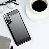 Carbon Case Flexible Cover TPU Case til Samsung Galaxy S21+ 5G (S21 Plus 5G) sort