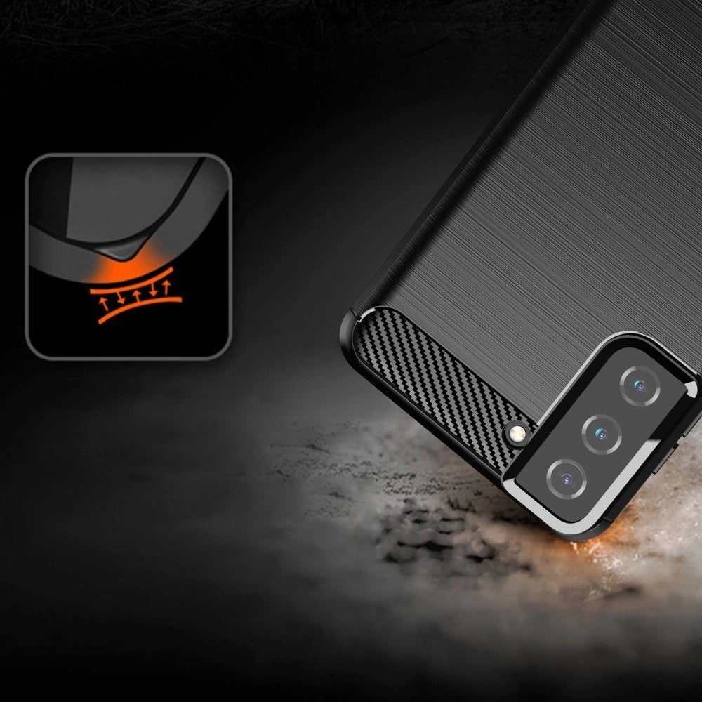 Carbon Case Flexible Cover TPU Case til Samsung Galaxy S21+ 5G (S21 Plus 5G) sort
