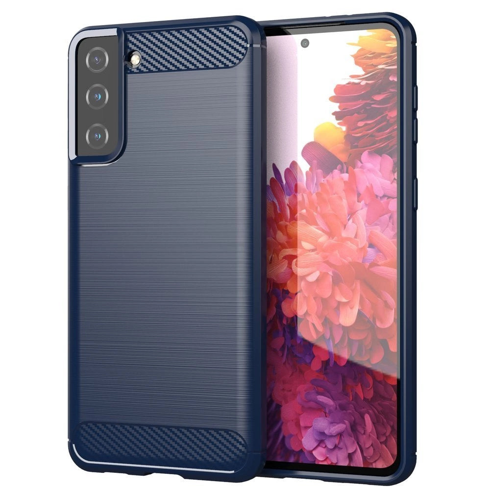 Carbon Case Flexible Cover TPU Case til Samsung Galaxy S21+ 5G (S21 Plus 5G) blå