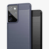 Carbon Case Flexible Cover TPU Case til Samsung Galaxy S21 Ultra 5G sort