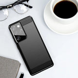 Carbon Case Flexible Cover TPU Case til Samsung Galaxy S21 Ultra 5G sort