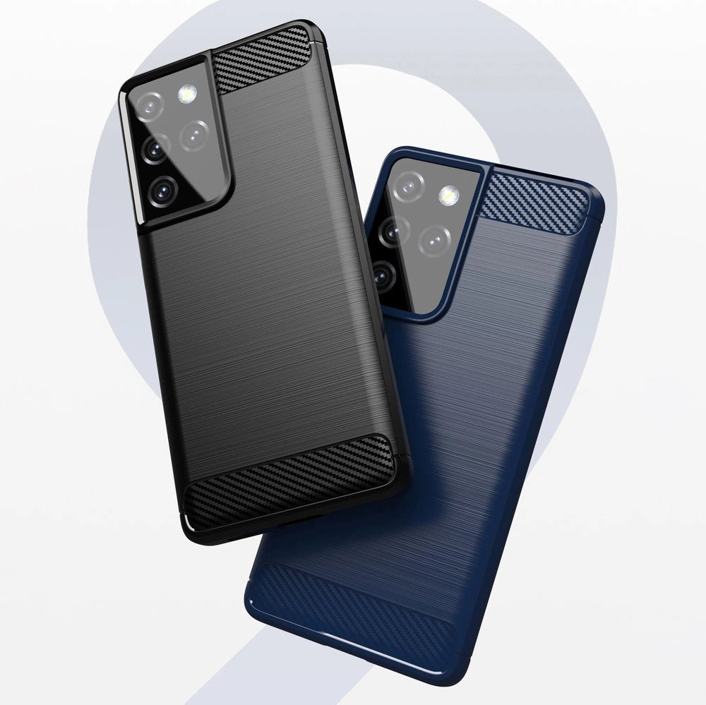 Carbon Case Flexible Cover TPU Case til Samsung Galaxy S21 Ultra 5G sort