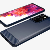 Carbon Case Flexible Cover TPU Case til Samsung Galaxy S21 Ultra 5G blå