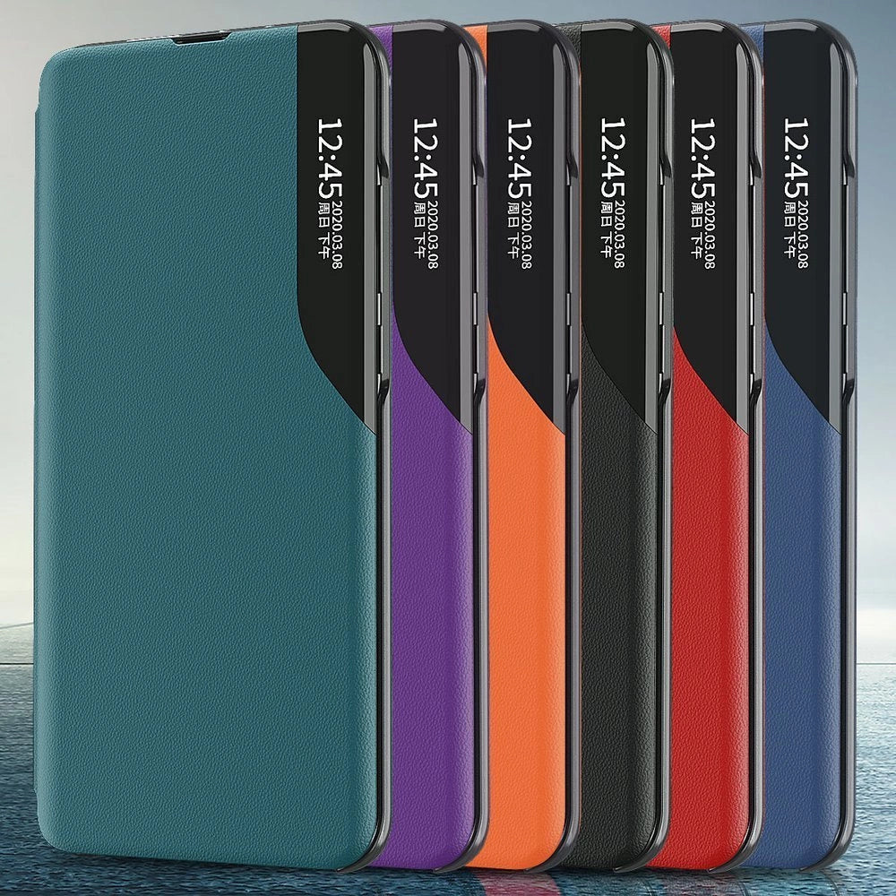 Eco læder View Case elegant bogreol type sag med kickstand til Samsung Galaxy A72 4G blå