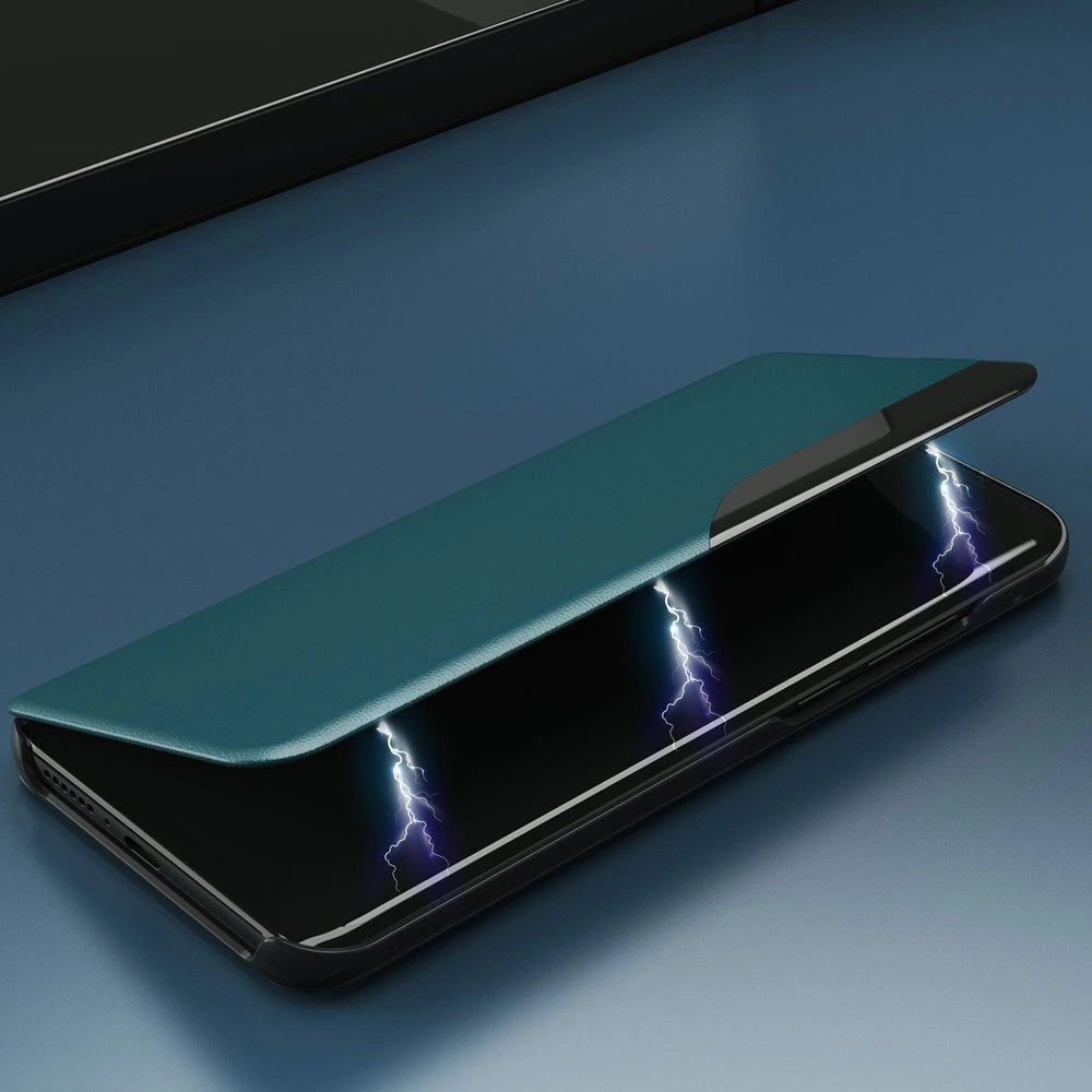 Eco læder View Case elegant bogreol type sag med kickstand til Samsung Galaxy A72 4G blå