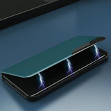Eco læder View Case elegant bogreol type sag med kickstand til Samsung Galaxy A72 4G blå