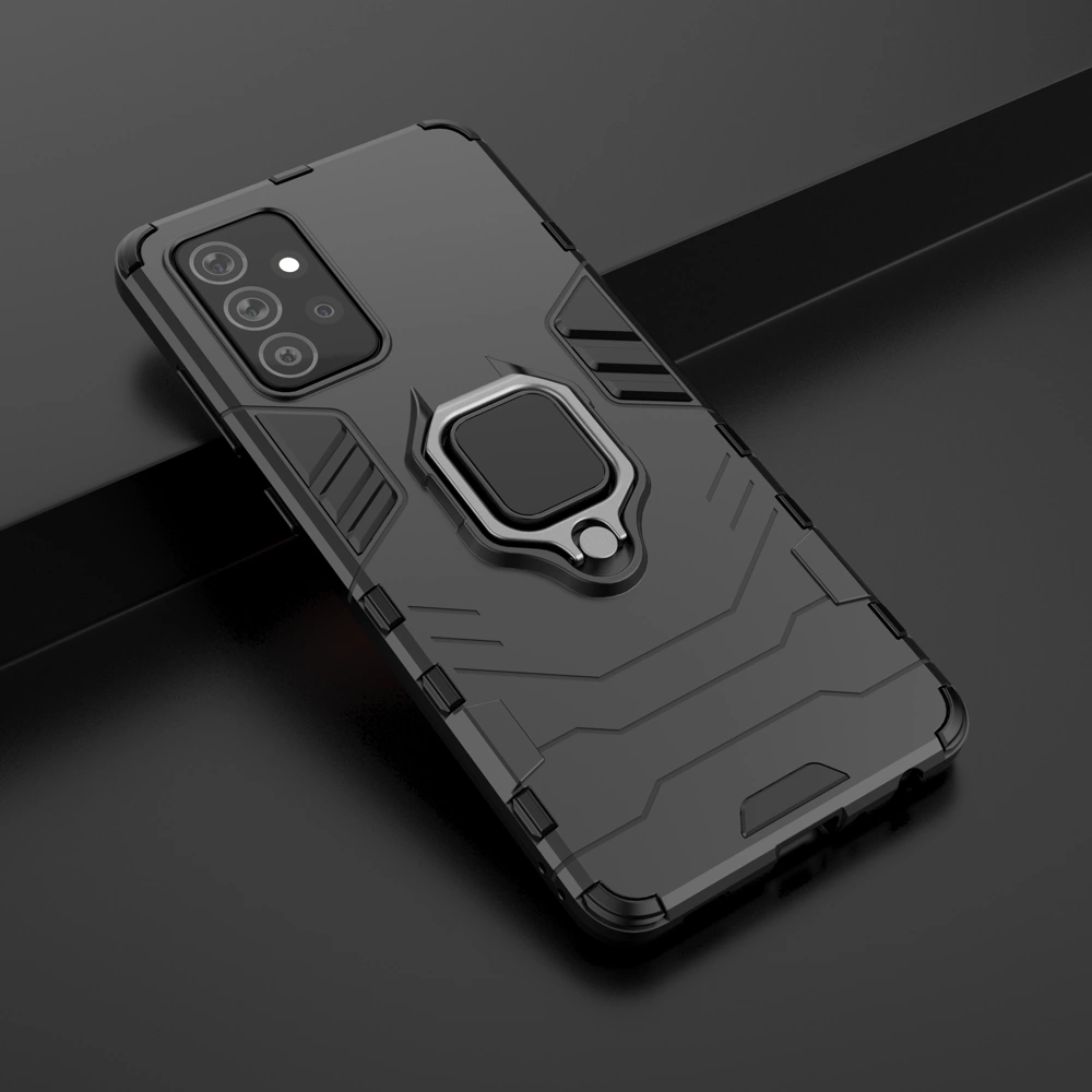 Ring Armor Case Kickstand Tough Rugged Cover til Samsung Galaxy A72 4G sort