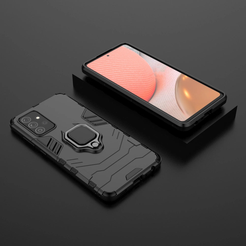 Ring Armor Case Kickstand Tough Rugged Cover til Samsung Galaxy A72 4G sort