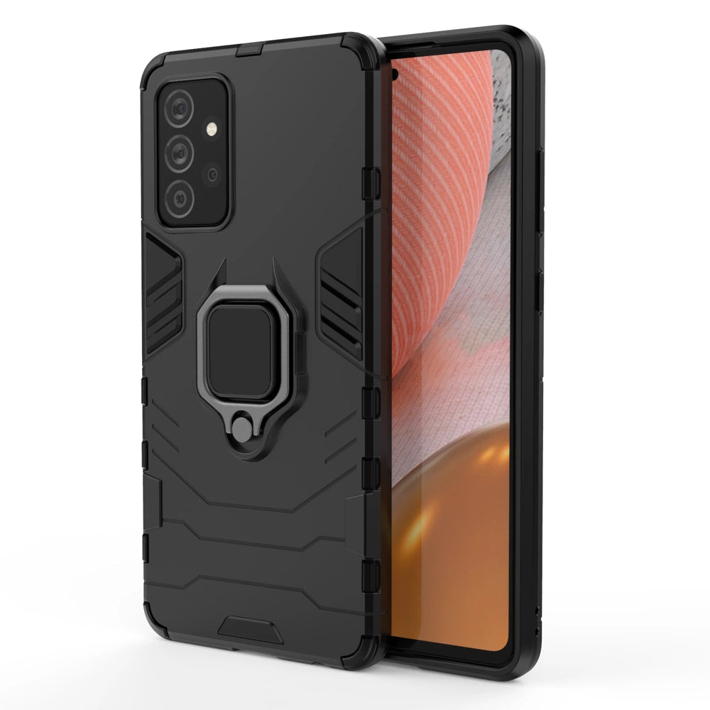 Ring Armor Case Kickstand Tough Rugged Cover til Samsung Galaxy A72 4G sort